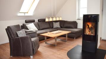 Fernseher, Kamin, DVD-Player, Tischtennisplatte