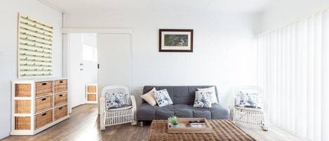 Room, 2 Bedrooms | Living area | 55-inch Smart TV with digital channels