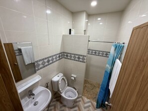 Standard Double Room | Bathroom | Shower, towels, soap, shampoo