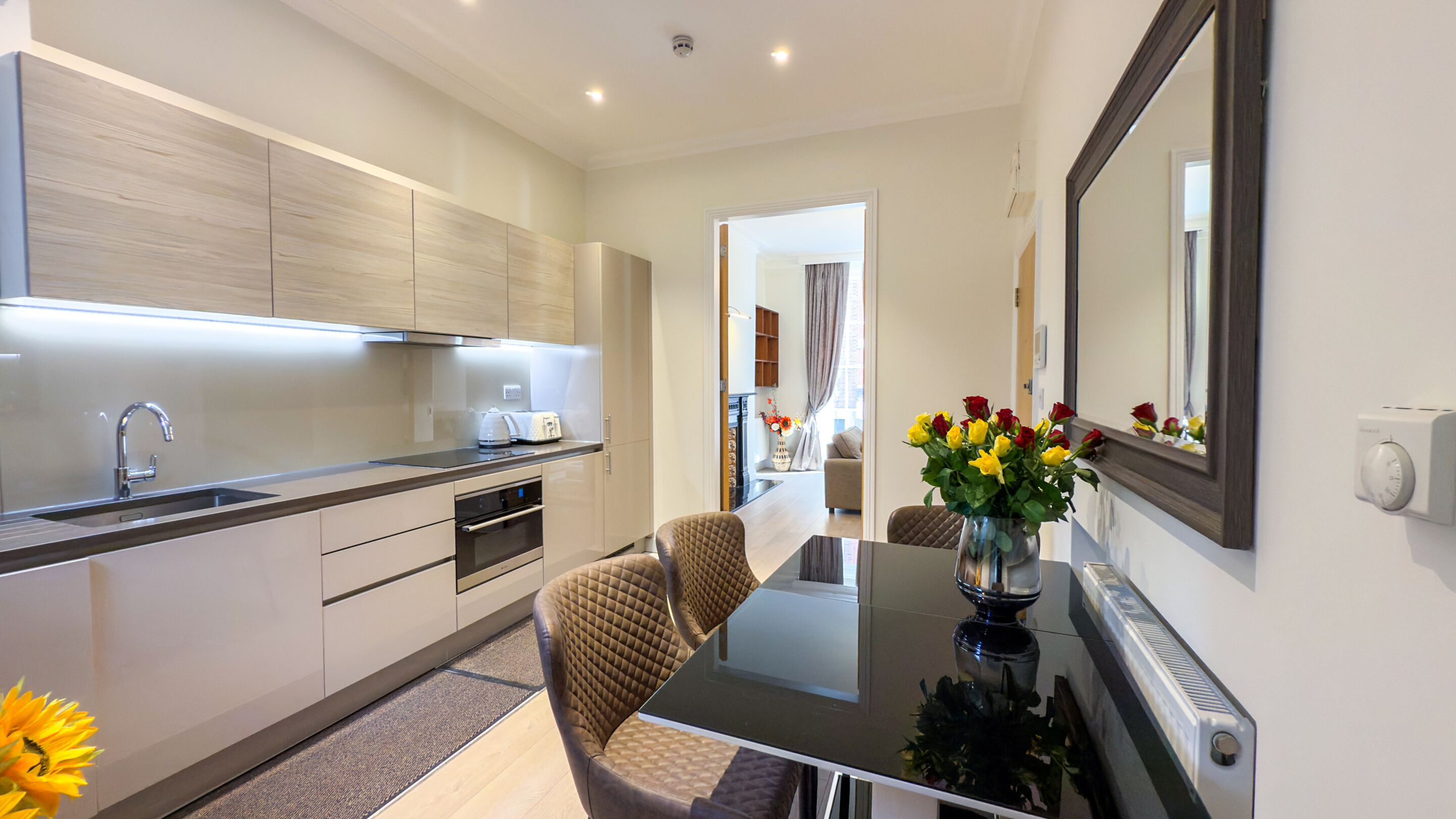 Deluxe Apartment, 2 Bedrooms, City View | Private kitchen | Microwave, electric kettle