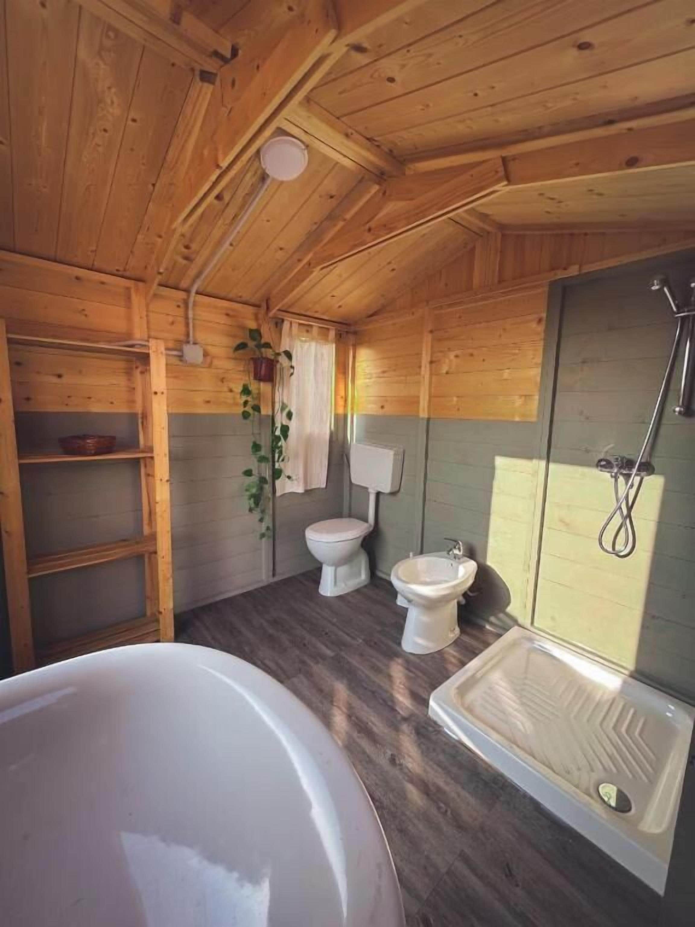 Dusj, hårføner, håndklær og såpe