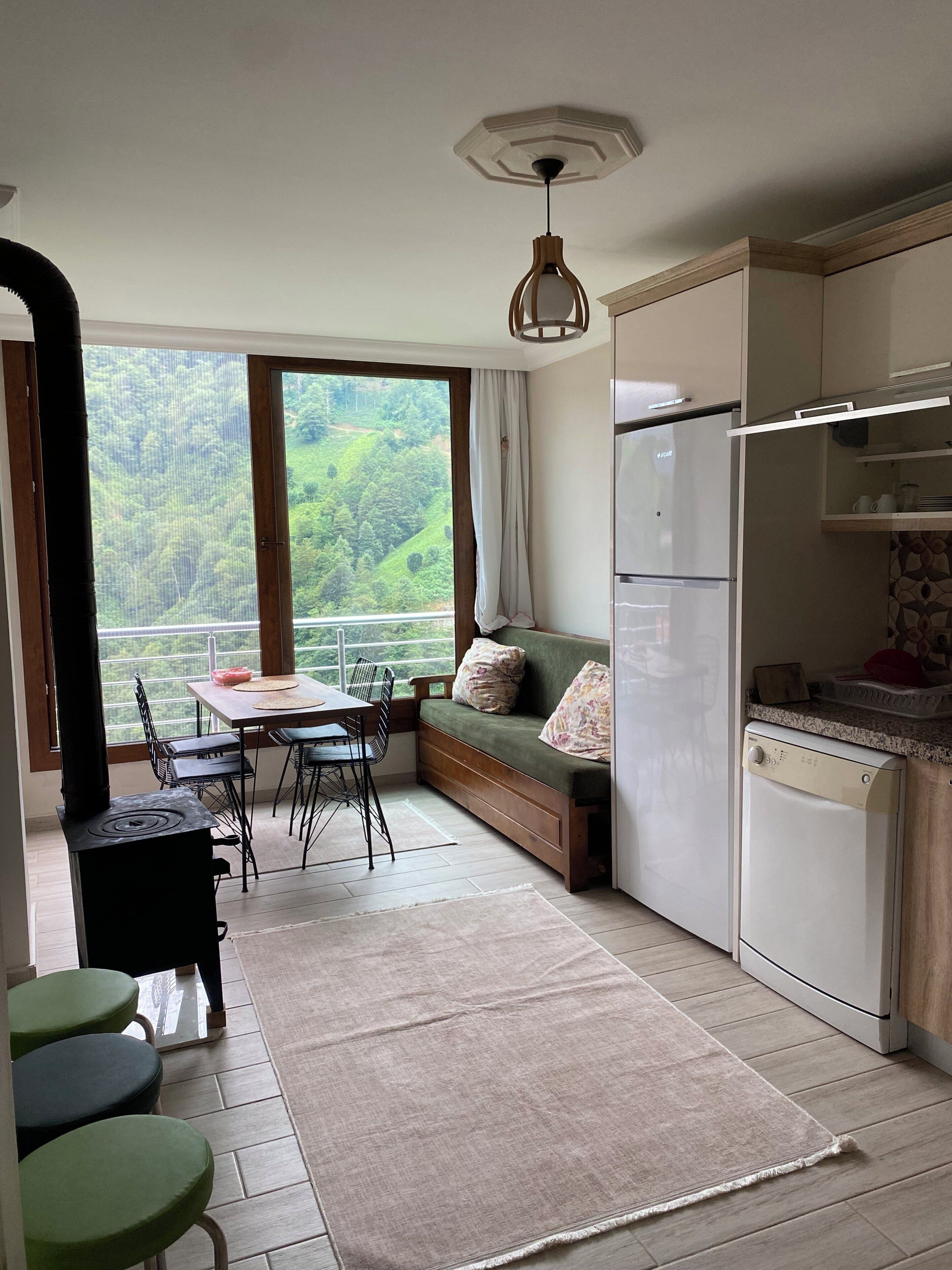 Departamento básico, balcón, vista a la montaña | Cocina privada