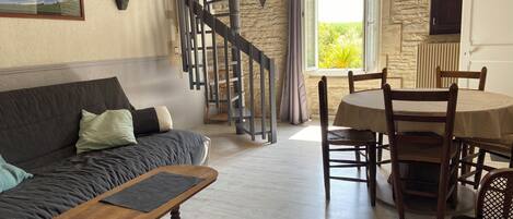 Smart TV, DVD player, books, video library