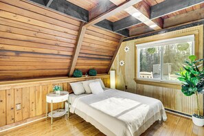 House (3 Bedrooms) | Interior - Hot Tub, Fire Pit & Patio: A-frame Stafford Cabin (Stafford)