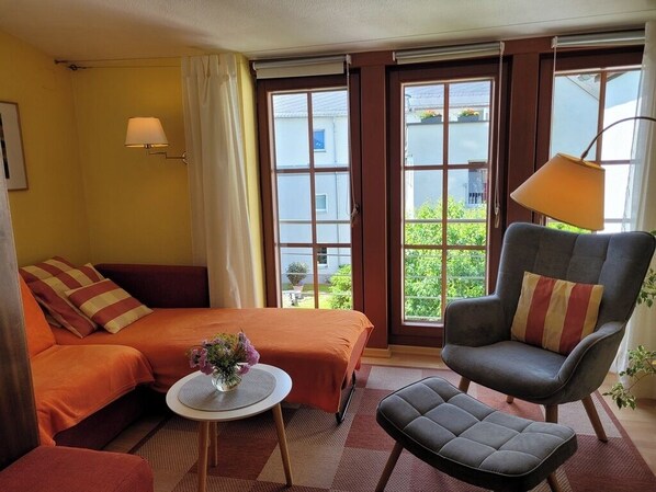 Fernseher, DVD-Player, Bücher