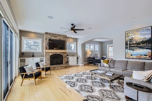 Smart TV, fireplace, video games, foosball