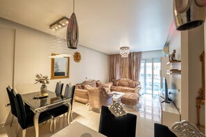 Apartment, 2 Bedrooms, Balcony | Living room | 42-inch flat-screen TV with satellite channels - Tirent Apartment-Spacious 2-Bedroom Stay in Delijorgji Tirana (Tirana)