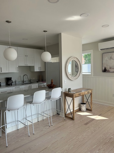 Sunny downtown Belfast apartment with water view, right on Main St near eateries