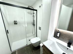 Dusche, Haartrockner, Handtücher