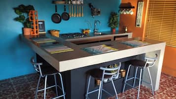 Microwave, stovetop, coffee/tea maker, toaster