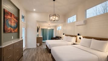 Laptop workspace, free WiFi, bed sheets