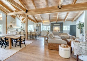 TV connectée, cheminée, livres