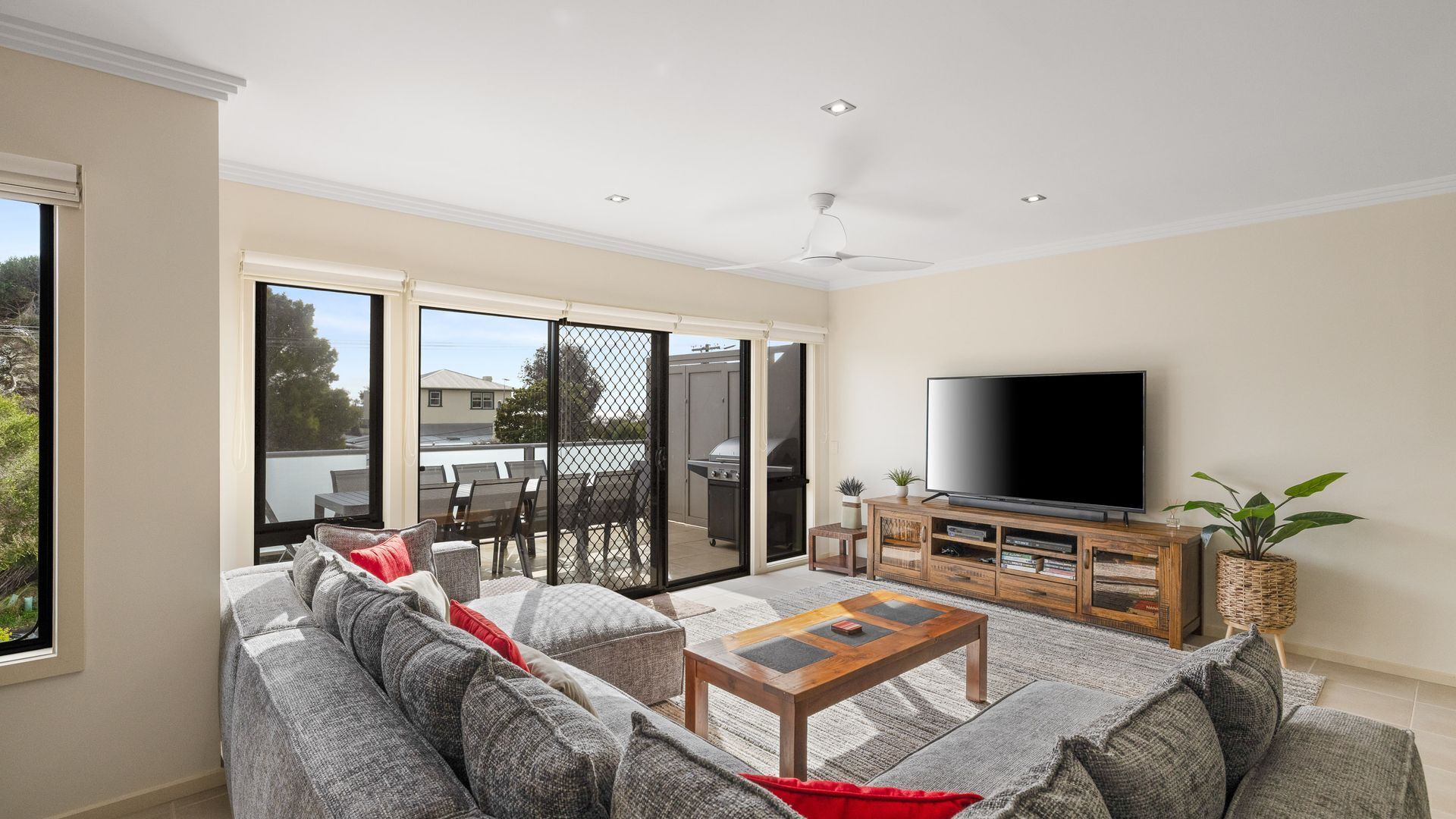 TV, DVD player, ping pong, books