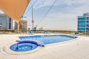 Studio, 1 Bedroom, Balcony, City View | Pool - Restful Studio Apartment in Dubai Sports City (Dubai)