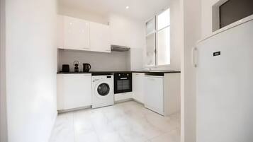 Fridge, microwave, oven, dishwasher