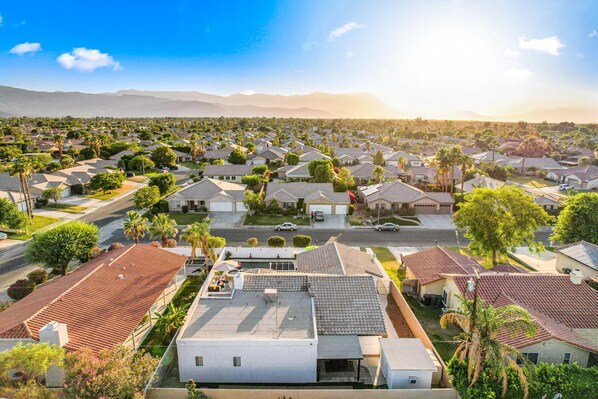 Aerial view - Desert Fun 4BR Retreat with Pool (Bermuda Dunes)