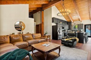 TV, fireplace, video games, foosball