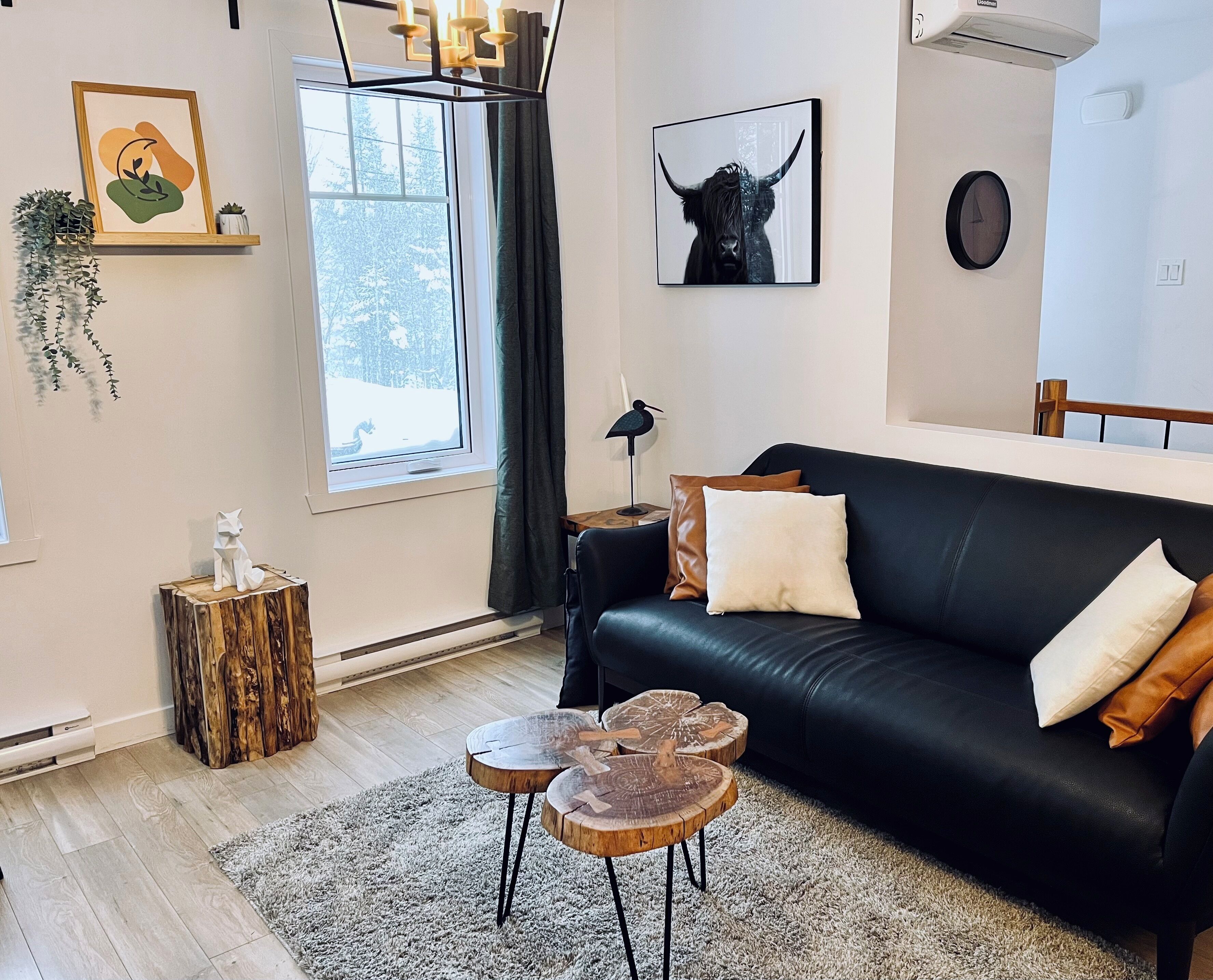 Smart TV, chimenea, futbolito y libros 