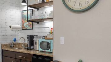 Fridge, microwave, coffee/tea maker