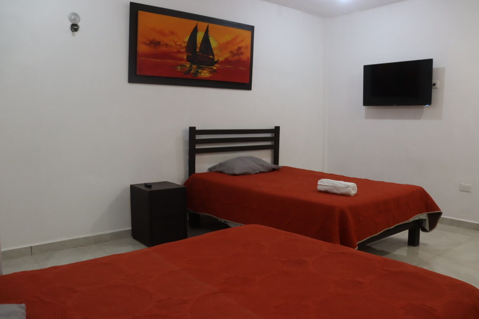 Desk, free WiFi, bed sheets