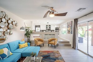 Smart TV, table football, ping pong, books