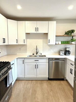 Fridge, microwave, dishwasher, toaster