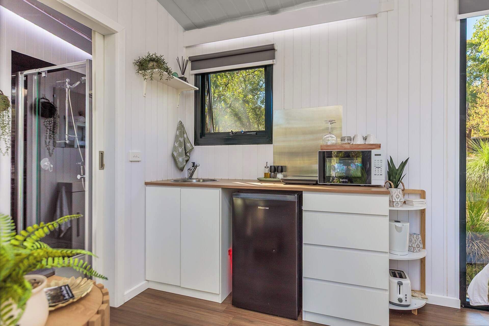 Fridge, microwave, stovetop, toaster