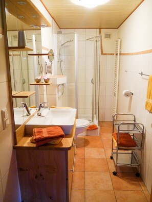 Dusche, Haartrockner, Handtücher