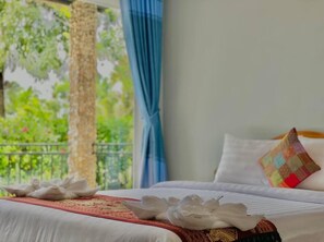 Deluxe Double Room, Balcony, Pool View | Minibar, desk, free WiFi, bed sheets