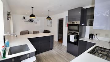 Fridge, microwave, oven, electric kettle