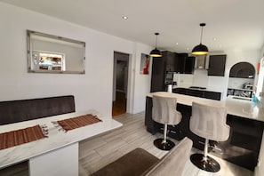 Fridge, microwave, oven, electric kettle