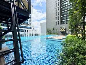 Outdoor pool, pool loungers