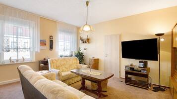 TV, DVD player, stereo