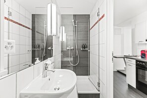 Superior Apartment | Bathroom | Shower, hair dryer, towels, soap - Aparthotel Hine Adon Fribourg City (Fribourg)