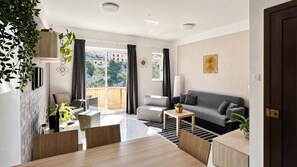 Deluxe Apartment, Valley View | Living area | TV - Arzella Apartments (Munxar)