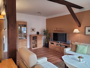 TV, DVD player, books - 2-room apartment with roof terrace on the 2nd floor (Marienberg)