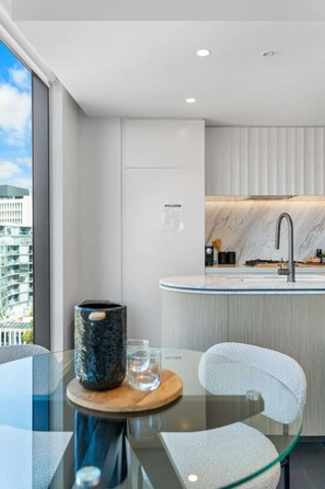 Dining - Brand New 2BR Oasis Retreat w/ Parking, Pool & Gym (South Melbourne)