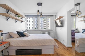 1 bedroom, iron/ironing board, bed sheets