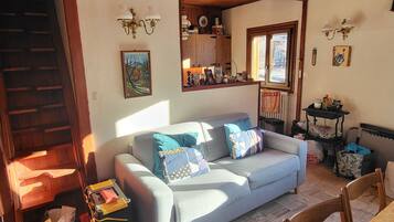 Smart TV, fireplace, music library, stereo