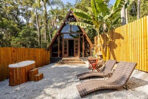 Romantic Chalet, 1 Double Bed with Sofa bed, Jetted Tub, Courtyard Area | Terrace/patio