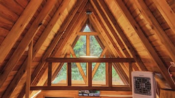 Romantic Chalet, 1 Double Bed with Sofa bed, Jetted Tub, Garden Area | 1 bedroom, down duvets, Select Comfort beds, individually decorated