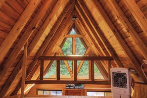 Romantic Chalet, 1 Double Bed with Sofa bed, Jetted Tub, Garden Area | 1 bedroom, down comforters, Select Comfort beds, individually decorated