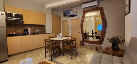 Living area. Apartment in downtown San Jose del Cabo on the transpeninsular highway.