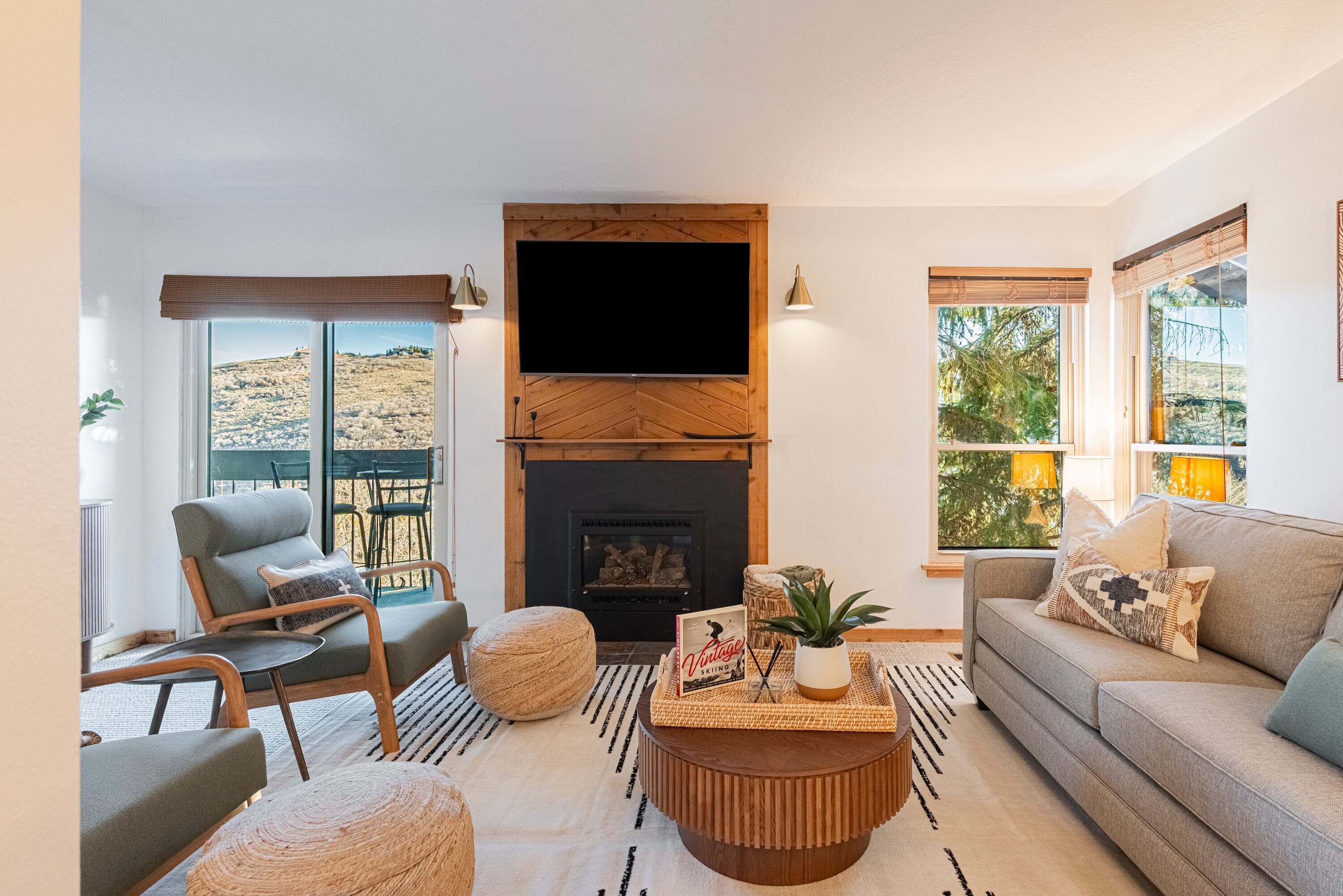 TV, fireplace