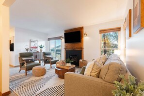 TV, fireplace