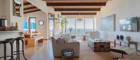 Televisión, libros y oficina