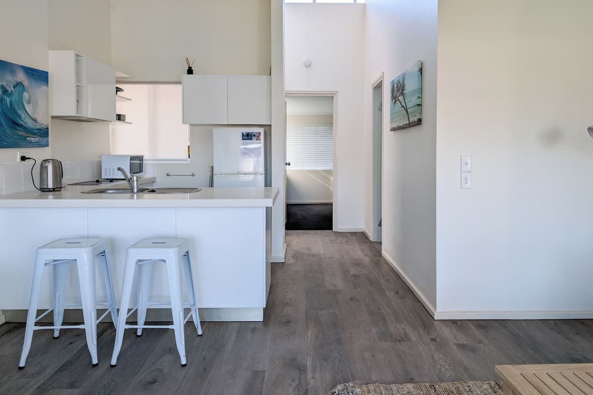 Superior Apartment, Pool View | Private kitchen | Full-size fridge, microwave, stovetop, toaster