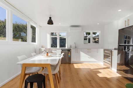 Dining. Central Beach Bach in Whangamata – Close to Beach & Town!