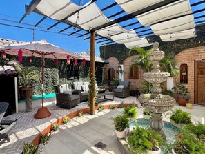 Terrace/patio - Beautiful hacienda style 9-bedroom house with pool + rooftop in Puerto Vallarta (Puerto Vallarta)