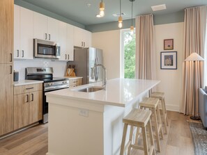 Fridge, microwave, stovetop, dishwasher